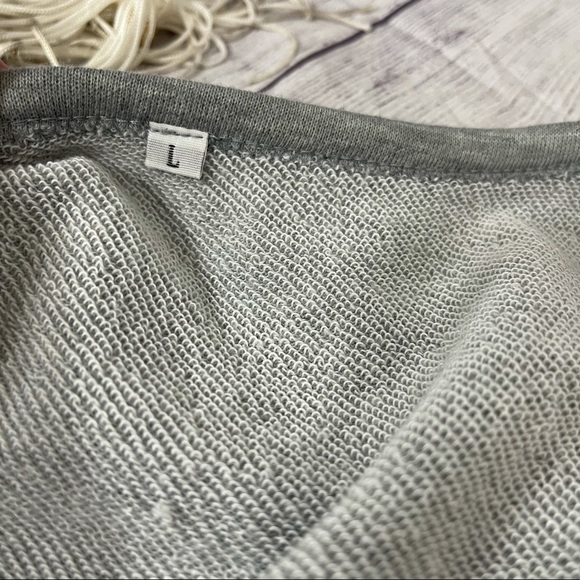 Boutique Distressed Crop Grey Sexy Sweatshirt - Picture 9 of 11